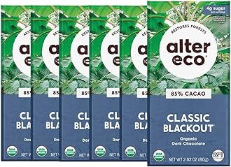Alter Eco | Dark Chocolate Bars | Pure Dark Cocoa, Fair Trade, Organic, Non-GMO, Gluten Free (6-Pack Classic Blackout)