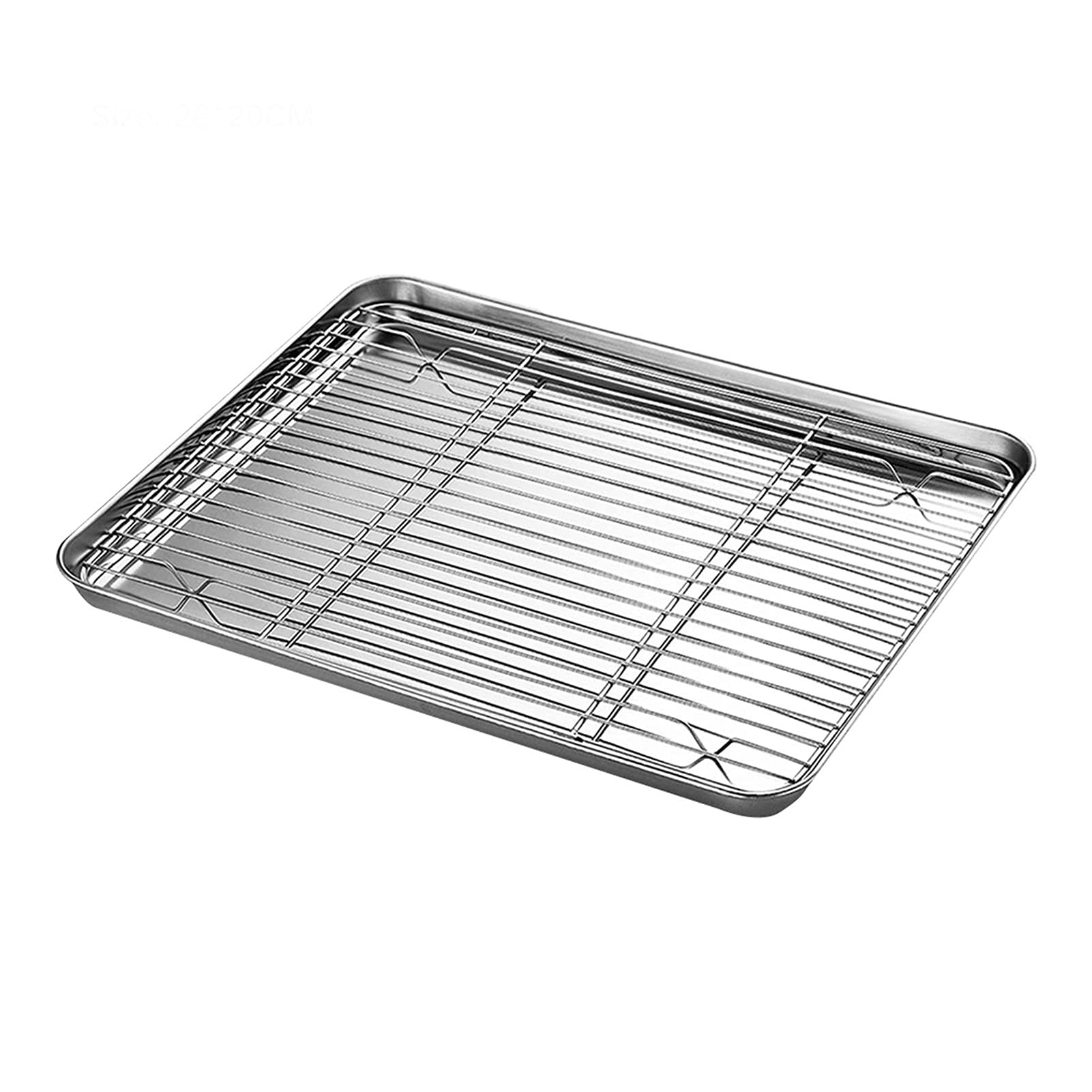 Bandeja para Hornear de Acero Inoxidable con Rejilla de Refrigeración Extraíble Chips Antiadherentes Cesta Sartén Parrilla Malla Herramienta de Cocina Bandeja para Barbacoa, Hornear de Acero (Color