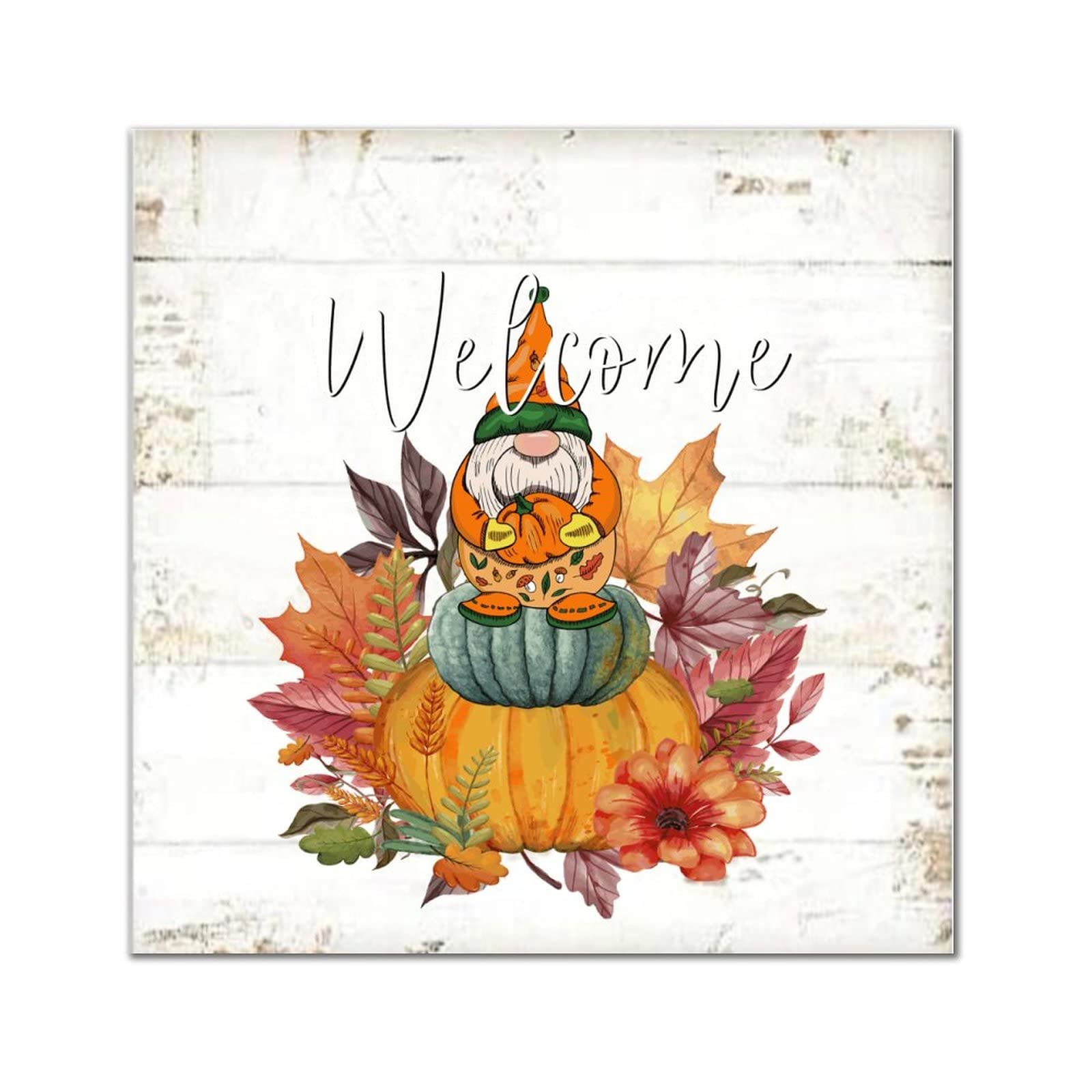 Panneau de bienvenue en bois automne rétro suspendu 35 cm