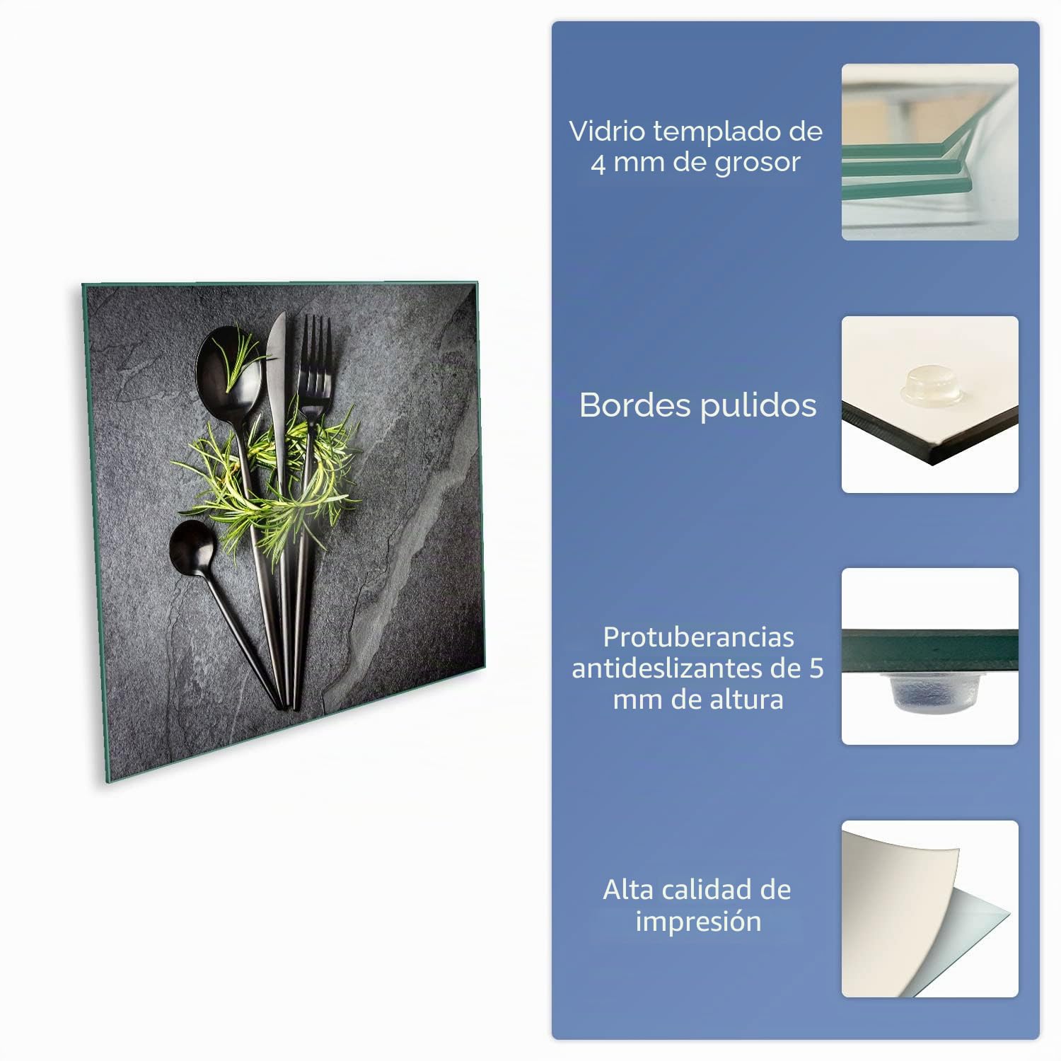 Cubierta gris de vitrocerámica - placa de corte, 1 pieza, 60 x 52 hierbas - tabla de protección contra salpicaduras, protector de vidrio de seguridad