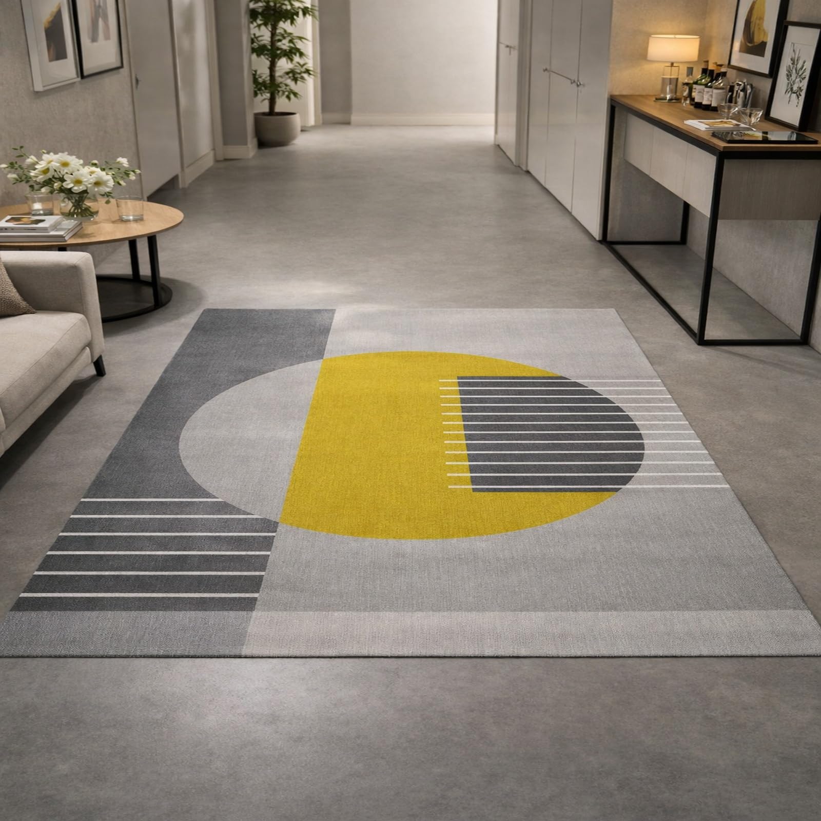 Tapis de salon antidérapant à poils ras facile à nettoyer 180x230