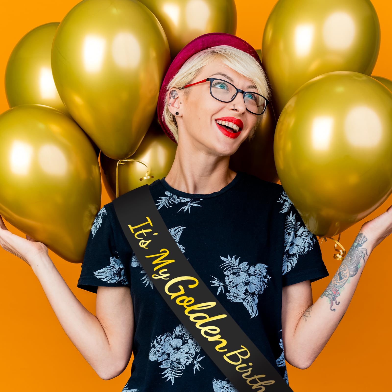 It's My Golden Birthday Sash with Gold Foil, Black Happy Birthday Sash for Teens, Women and Men, Golden Party Decorations Supplies Gifts