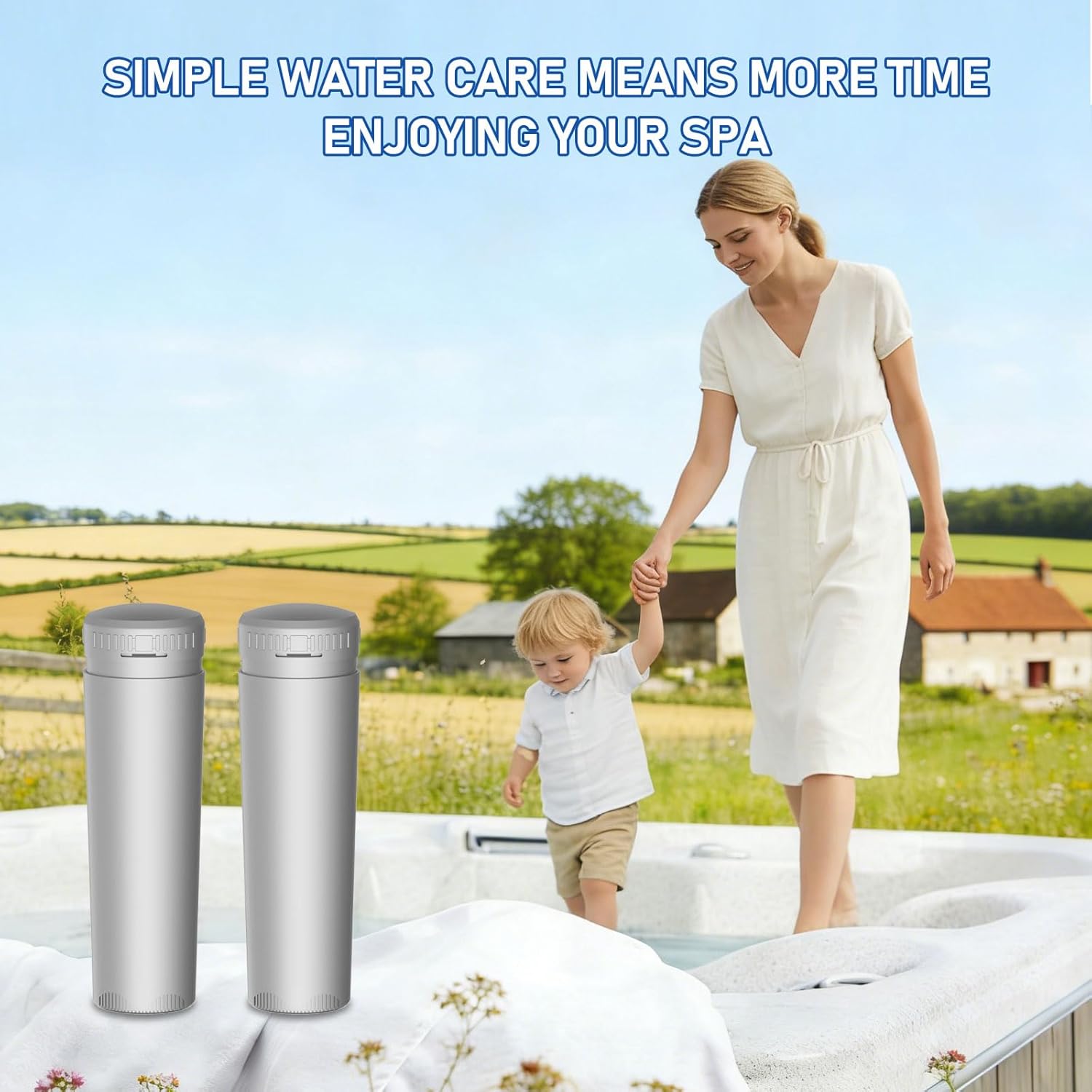 Hot Tub in-Line Cartridges Replacement Compatible with Frog @Ease in-Line SmartChlor Cartridge for Marquis, Caldera, Artesian, Hot Springs Spas and Hot Tubs Up to 600 Gallons. 4 Pack