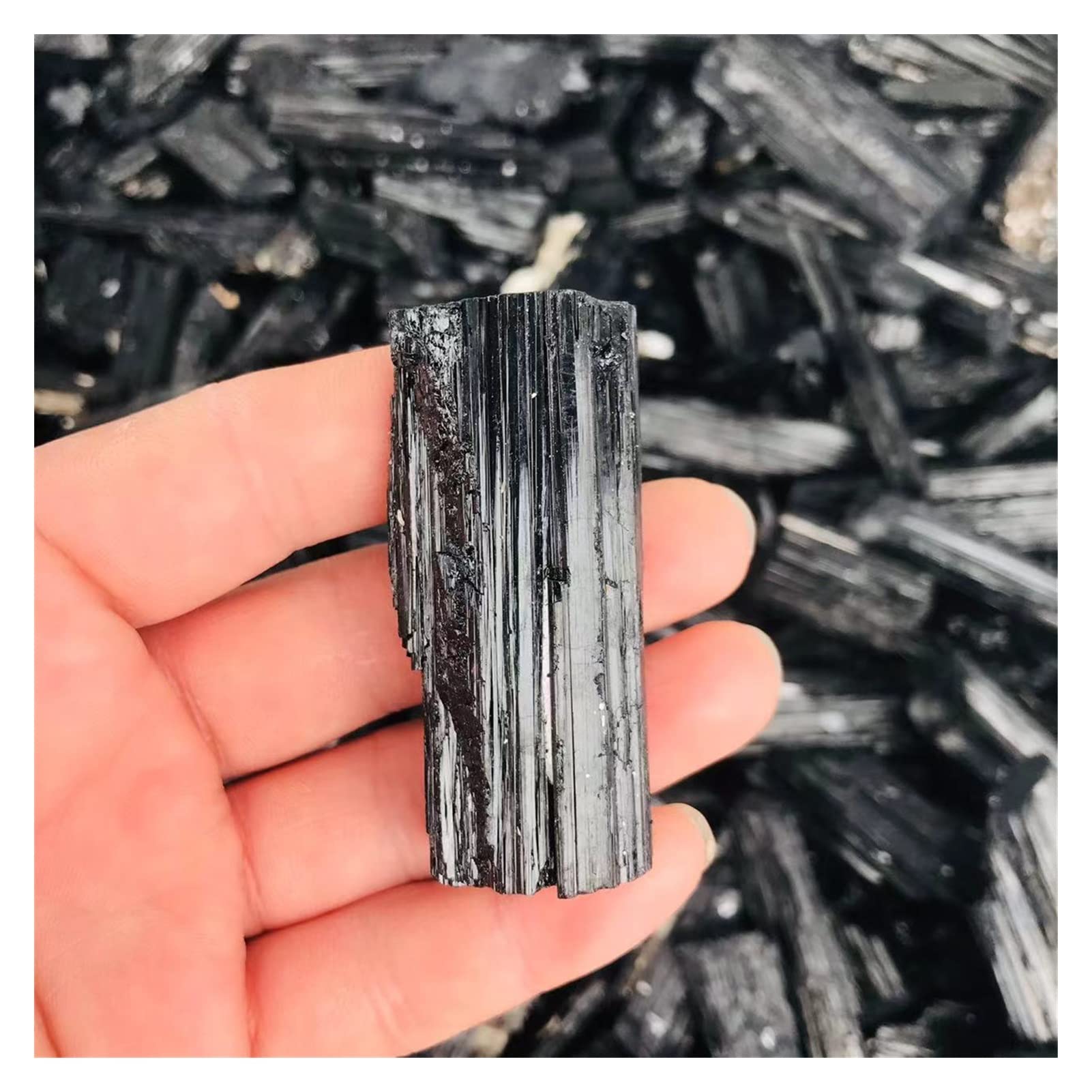 Natürlicher Kristall, rau, Mini-Größe, rau, natürlich, schwarzer Turmalin, Quarzkristall, Stab, Punkt, Probe, Geist, Heiledelstein, Energiestab, Heimdekoration (Color : 60-70g)