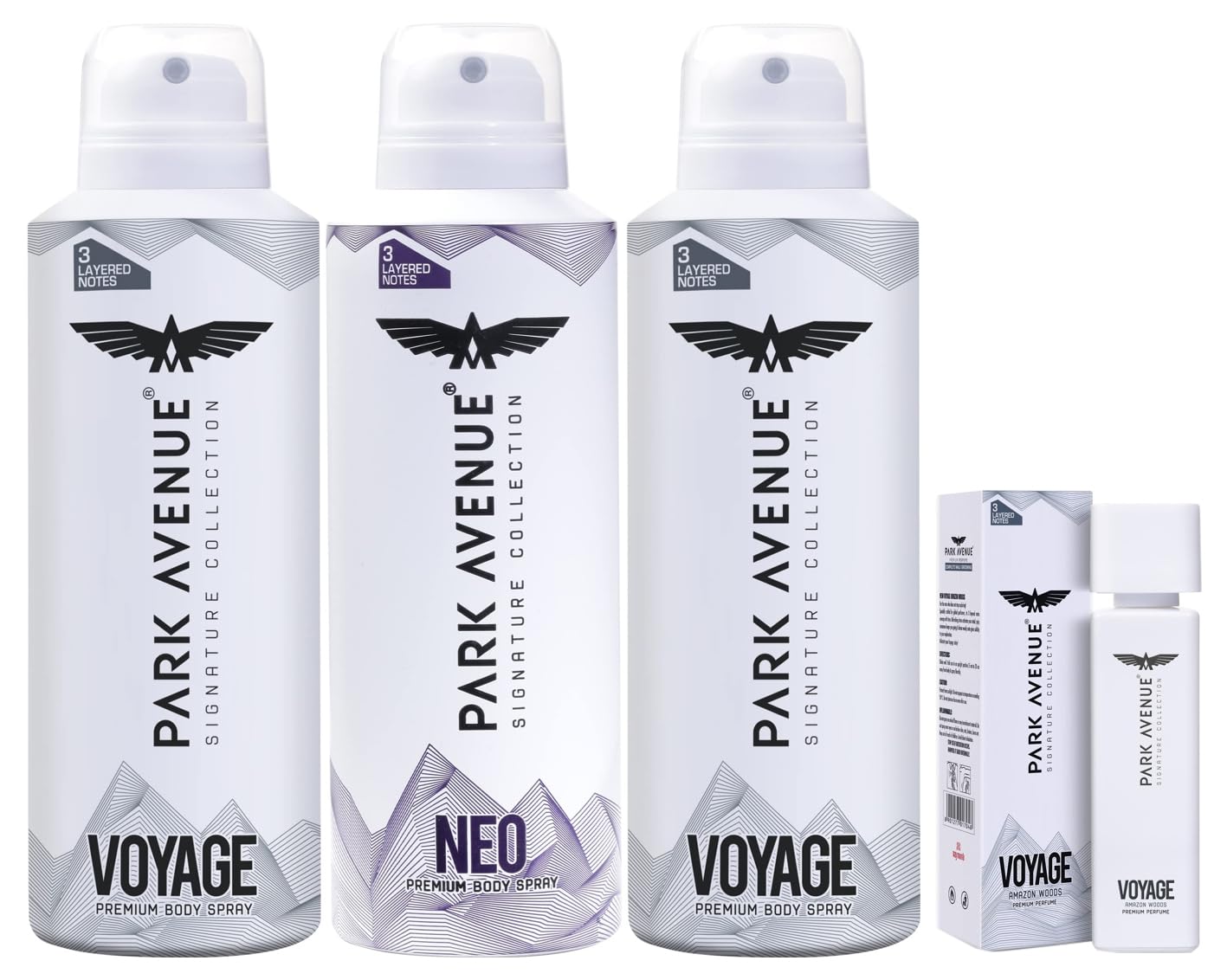 Park Avenue Men Signature Collection Premium Body Spray, 2 Voyage & 1 Neo Free, Fresh Long Lasting Citrus Fragrance (Pack Of 3) 348G/450Ml&Voyage Amazon Woods Liquid Perfume, 120Ml-image-40