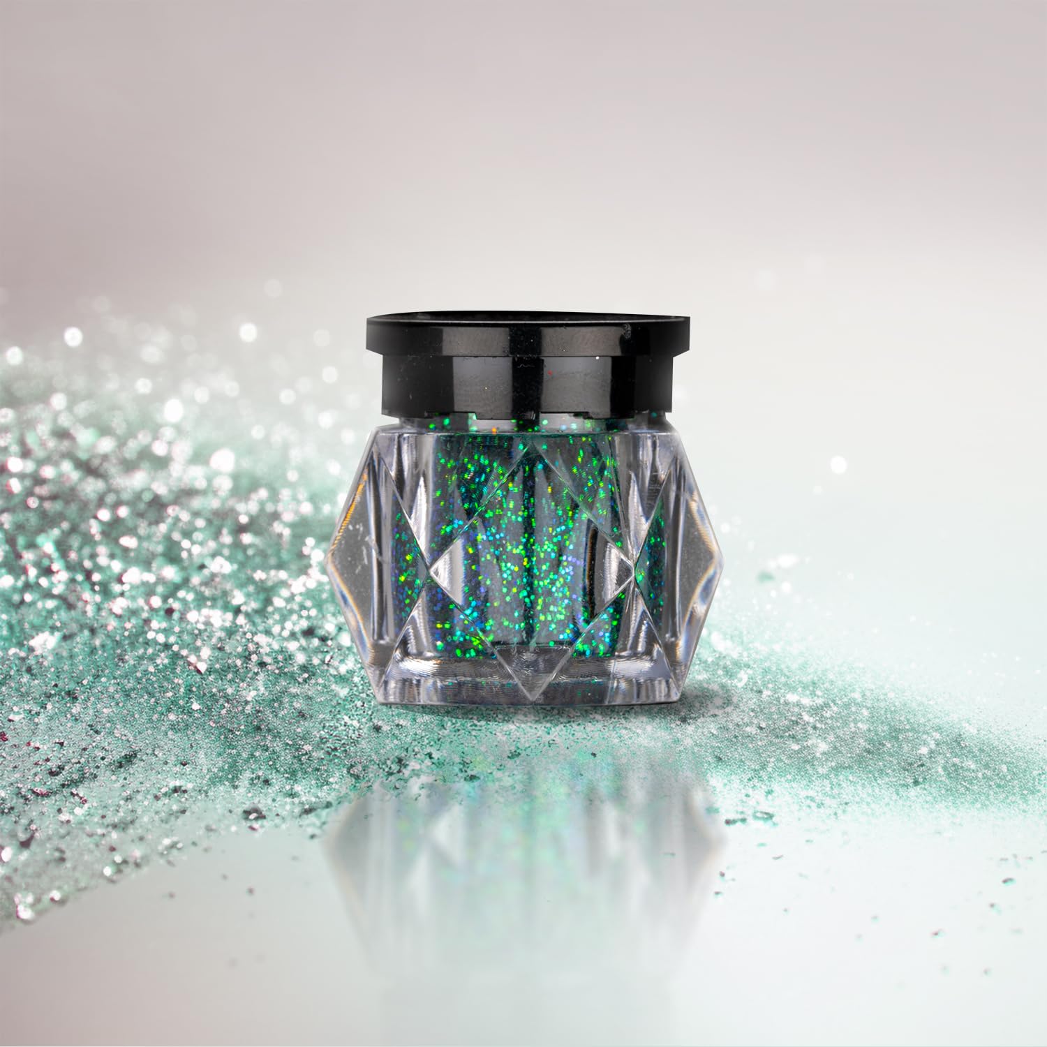 BOBI Holographic Loose Radiant Glitter Eyeshadow, 10g Green | Highly Pigmented, Long-Lasting, Shimmer Finish | Easily Bl