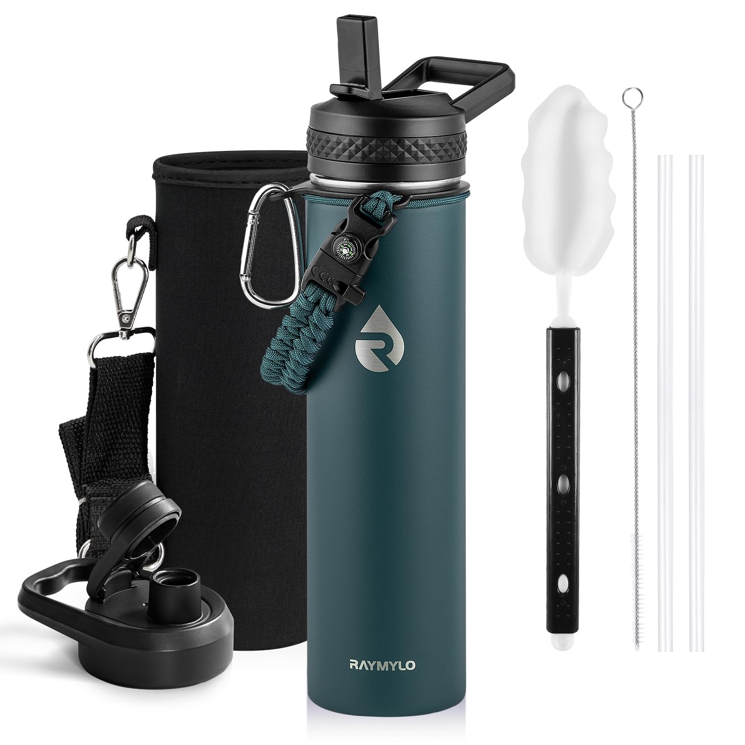 RAYMYLO Insulated Stainless Steel Water Bottle with Straw & Spout Lids, 710 ml Leak Proof Metal Water Flask Jug for Sports and Travel, BPA-Free, Keeps Cold for 24 Hrs, Hot for 12 Hrs โ image 1