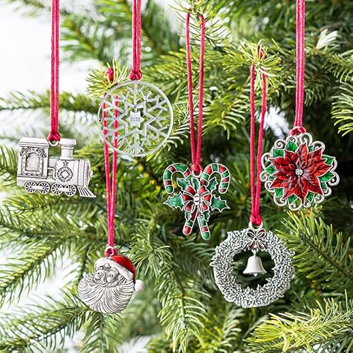 Ombhsd New Solid Pewter Christmas Tree Ornament,Double-Sided Handcrafted Hanging Pewter Christmas Ornament, Diy Craft Hanging Decoration Home Party Party Gifts (2022), Red #TOP1