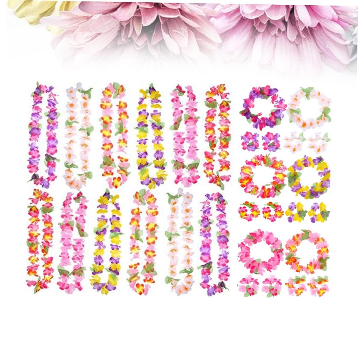 18stücke Hawaiianisches Blumenkranz-set Teiliges Set Mit Stirnband Halskette Und Armbändern Für Luau-feiern Strandpartys Und Sommerveranstaltungen Handgefertigte Farbenfrohe