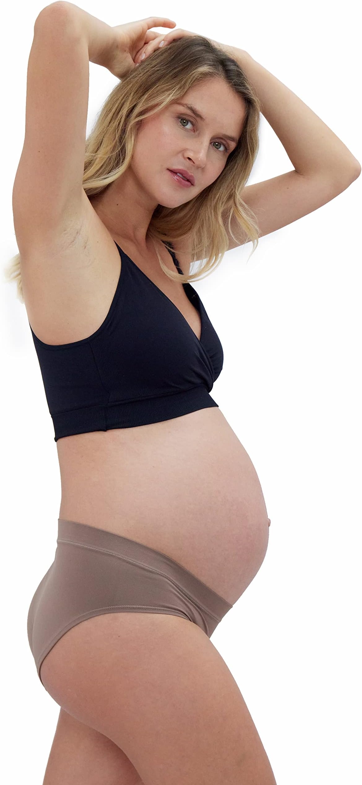 Ingrid & IsabelSeamless Maternity Cooling Underwear, 3-Pack, Under Belly Fit, Deep Taupe, Womens Size S, Deep Taupe, One size