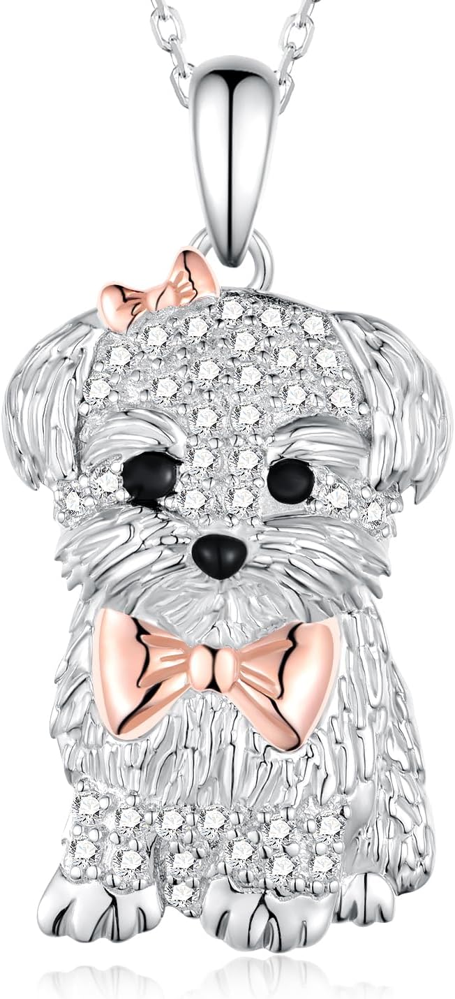 Maltese Dog Necklace for Women 925 Sterling Silver Maltese Pendant Necklaces Maltese Jewelry Gifts for Women