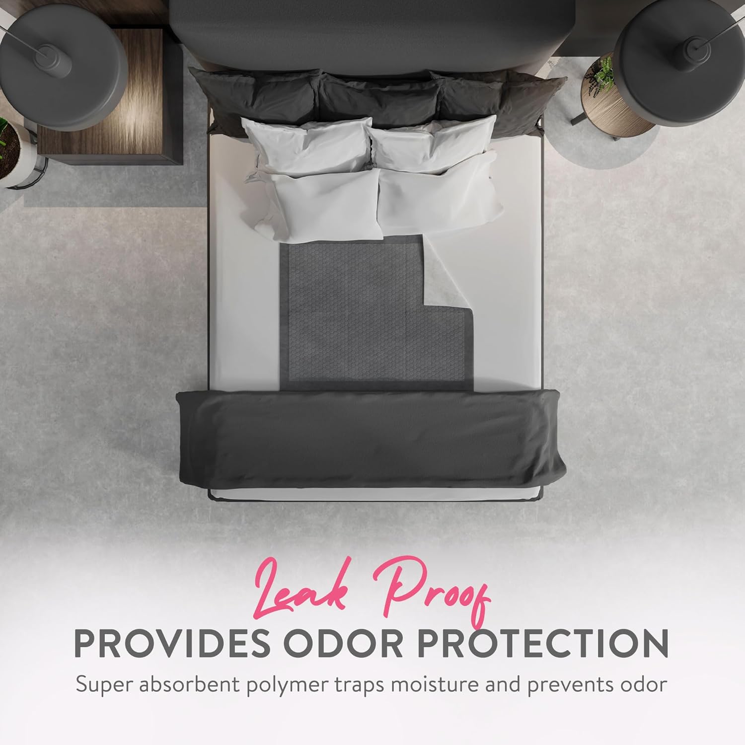 Inspire Extra Large Super Absorbent Disposable Bed Pads for Chronic Incontinence Ultra Thick and Absorbent Bed Pads Disposable Adult | Pee Pads for Adults (Gray 36" x 36") - Image 2