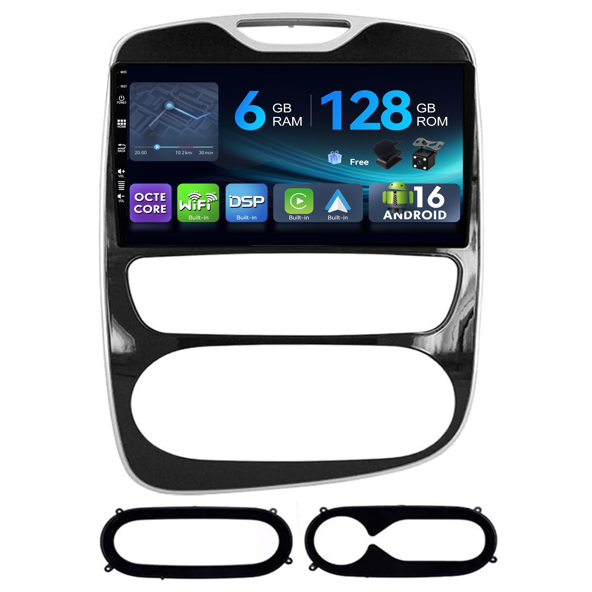 MSD 6G+128G - 10.1 Pollice Autoradio Per Renault Clio 4 (2016-2019) | Android 16 GPS Navi Radio | Carplay Android Auto Volant Dual Band WiFi DSP DAB Bluetooth | Telecamera MIC | Octa-Core 2 Din