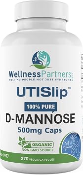 UTI Slip D-Mannose Non GMO Organic Source Veggie Capsules 270 Count 500 Mg