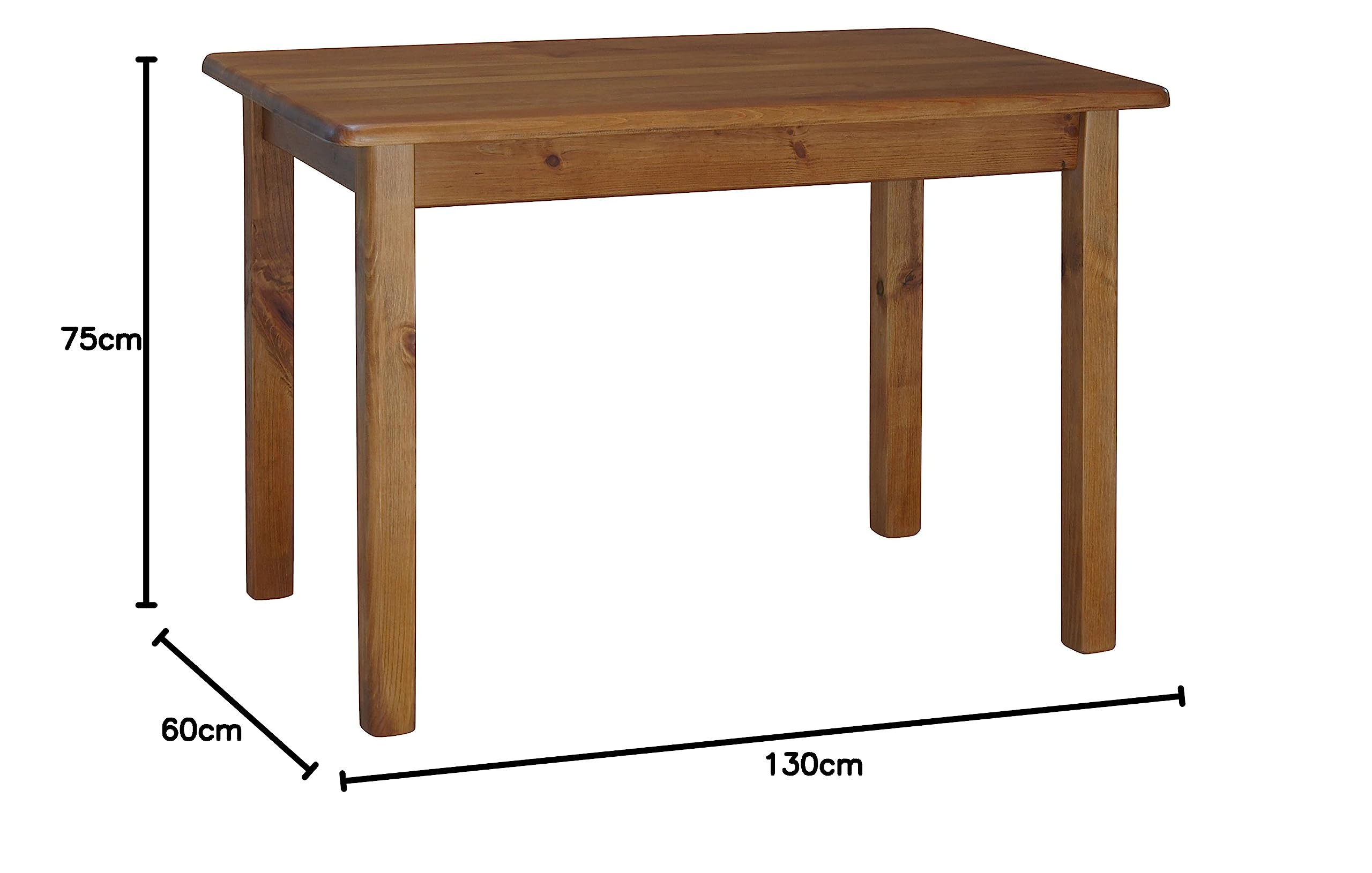 Table à manger Koma Table de cuisine Table repas Table en pin massif Restaurant 60 x 130 cm Couleur chêne