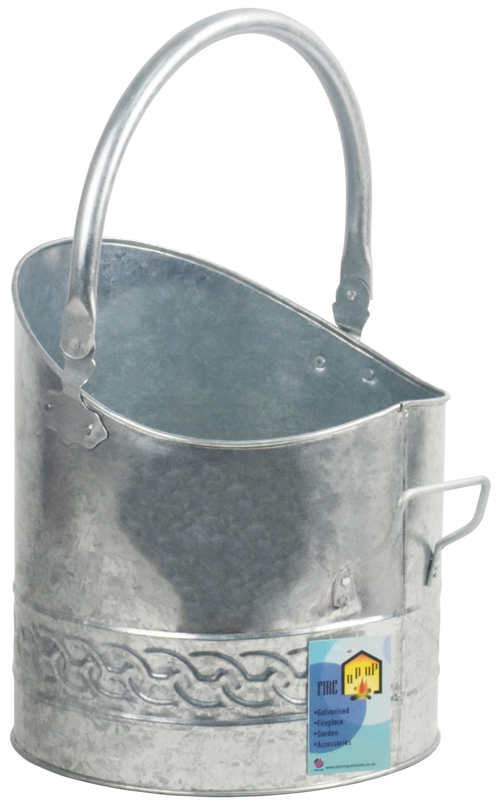 Sterling Ventures Silver Heavy Duty Mini Metal Fireplace Round Coal Scuttle Bucket Hod (Silver)