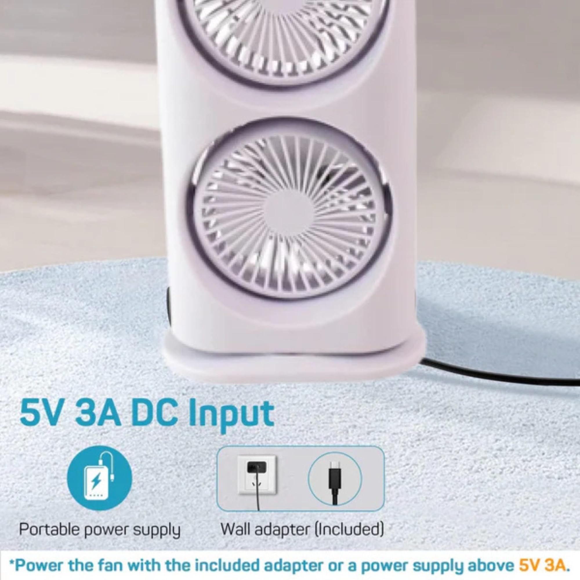 Double-Head Desktop Air Cooler Fan with 3 Wind Speeds, Auto Oscillation, Timer, Mist Spray, for Indoor Outdoor Office Bedroom 3