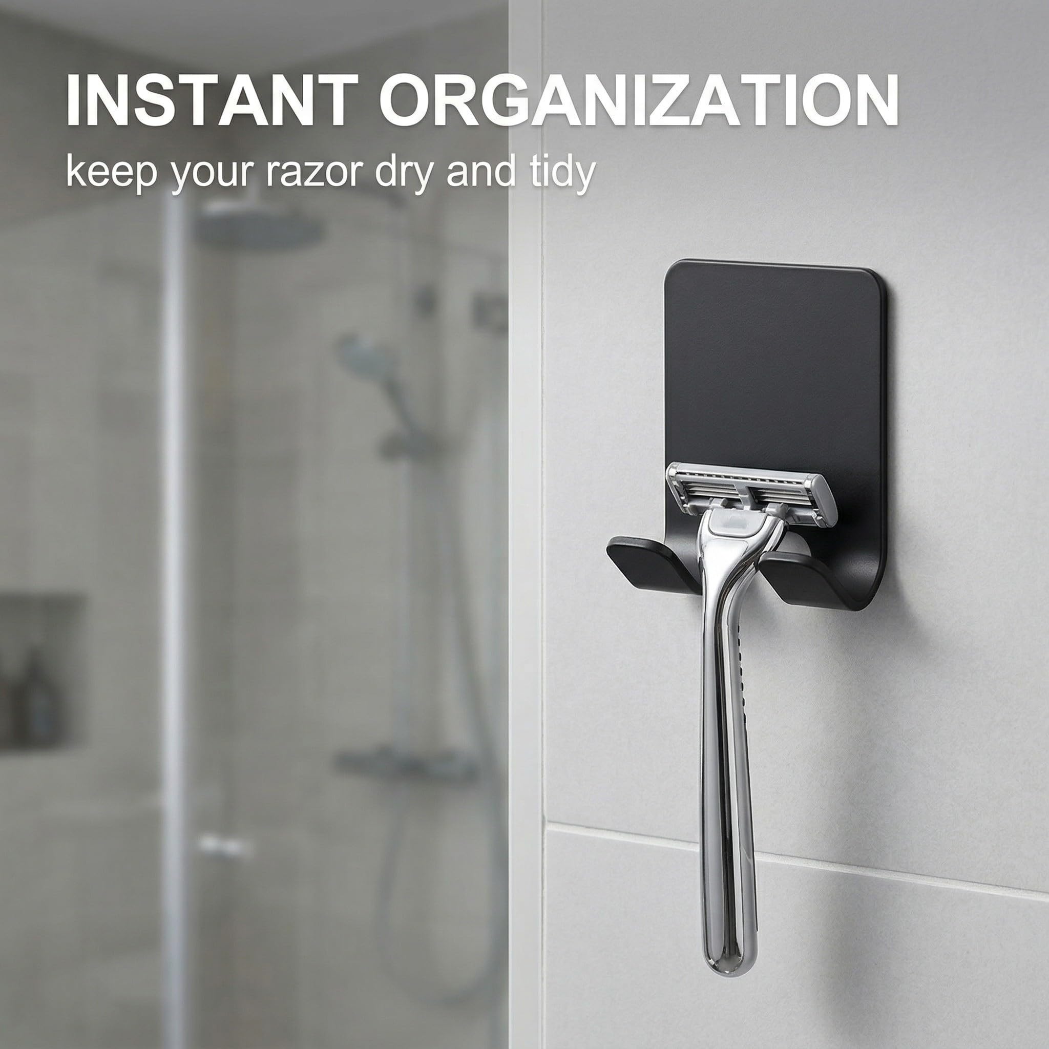 4 Pezzi Porta Rasoio Doccia, Supporto Manuale Nero, Per Bagno Casa Palestra, 4.5 * 5.5cm