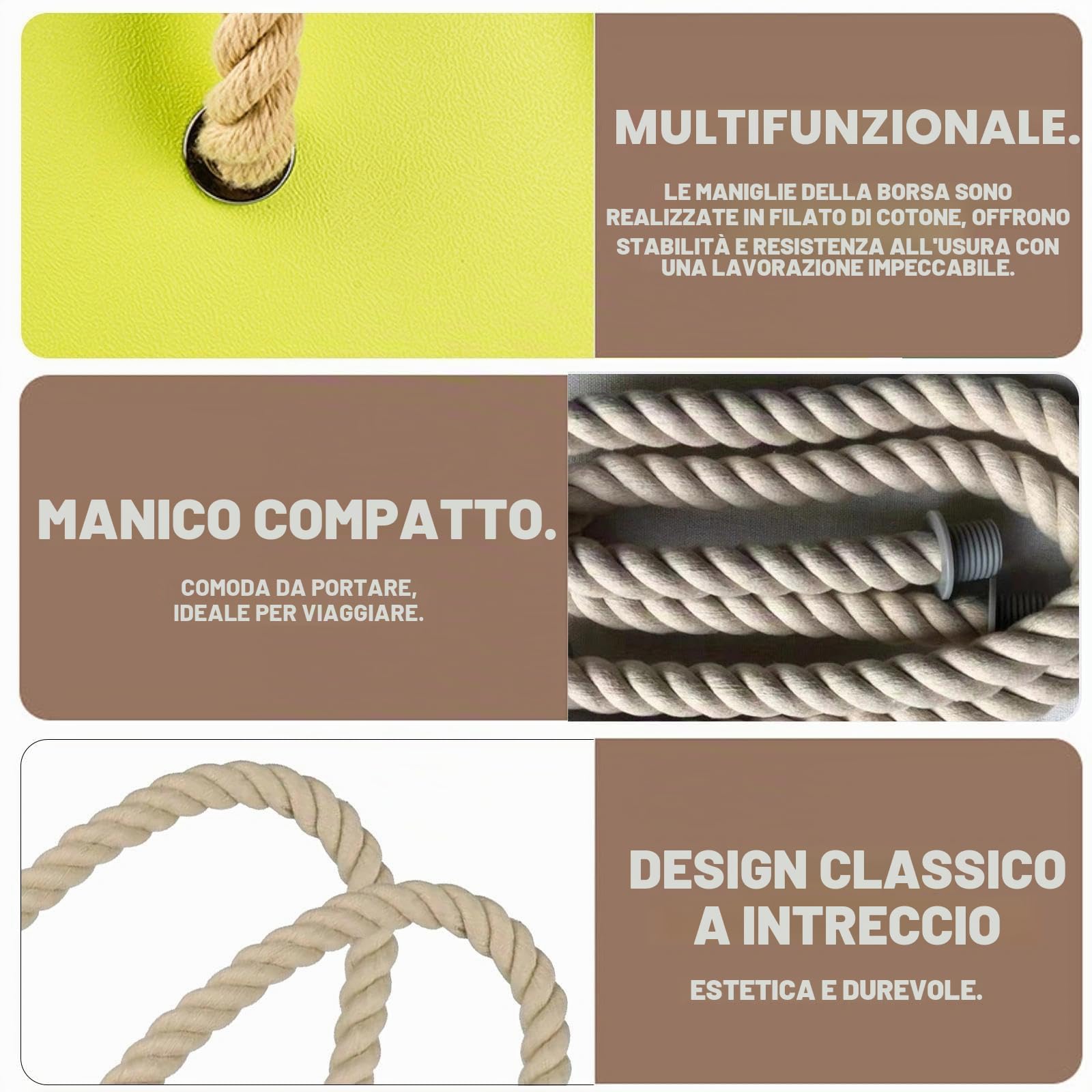 2 Pezzi Manici O Bag, Manici per Borse, Manici Lunghi in Corda, Ricambi per Borse da Spiaggia, Accessori O Bag Compatibili con Tutti i Modelli, 70 cm, Ideale per Fai da Te Donna.(Beige)