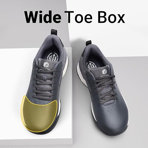 Miniatura 4 de FitVille Zapatos de golf profesionales para hombre, zapatos de golf extra anchos con púas para hombres impermeables