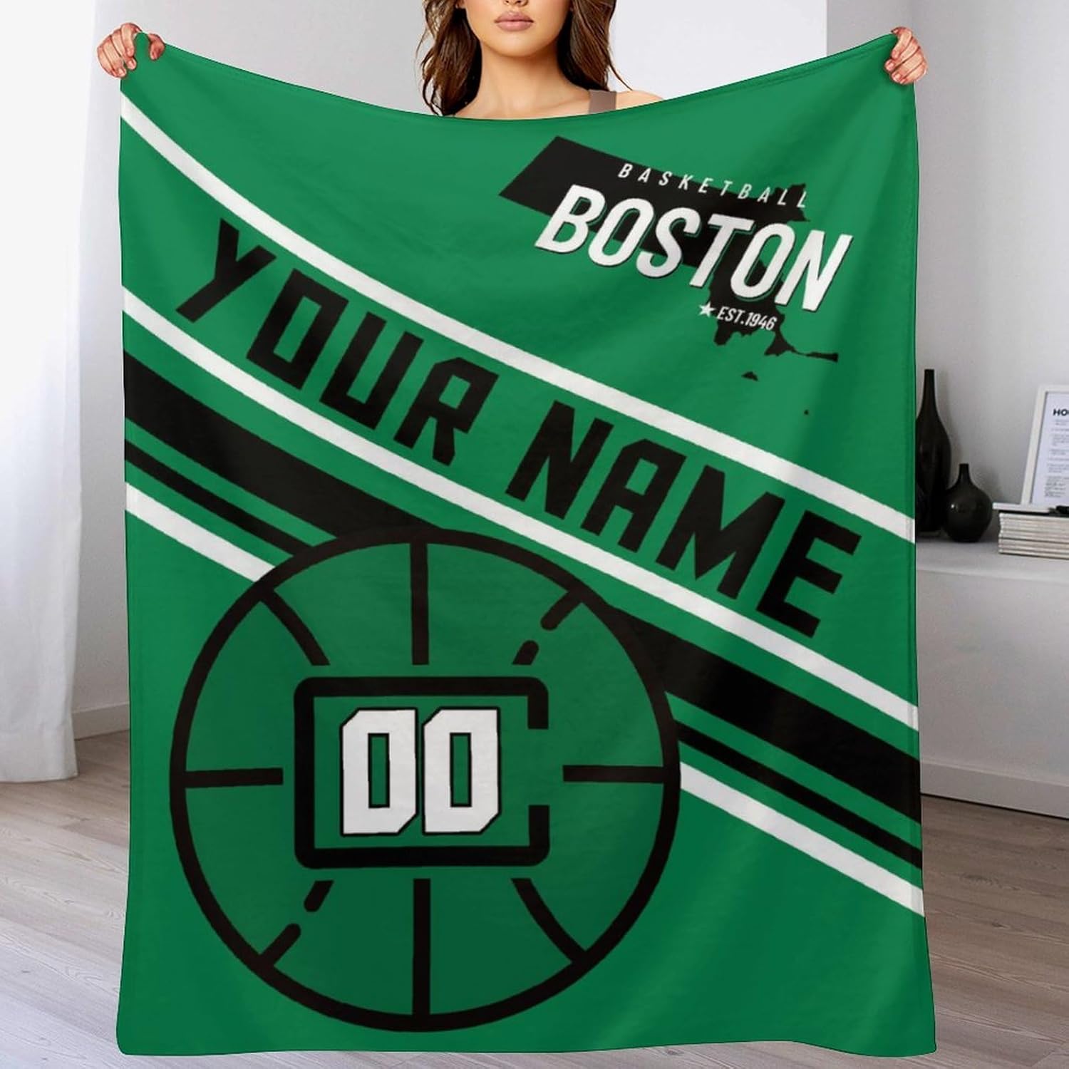 Custom Basketball Blanket for Couch, Super Soft Flannel Bed