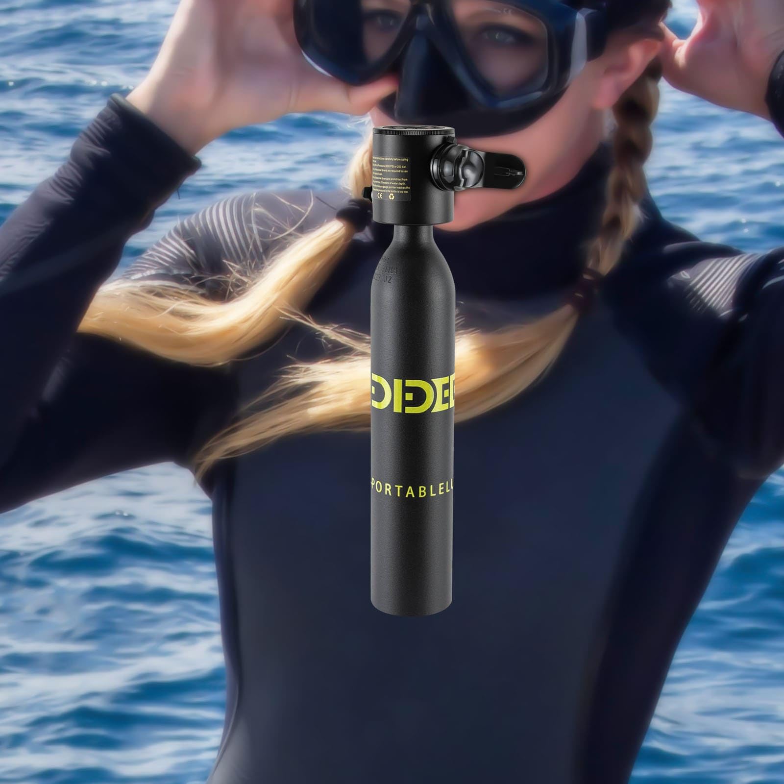 Mini Bouteille de Plongée 0.5L, Bouteille d'oxygène Plongée 5 à 10 Minutes, Sécurité Professionnelle avec Plaque Anti-Explosion, Alliage d'Aluminium, sous-Marine Equipement