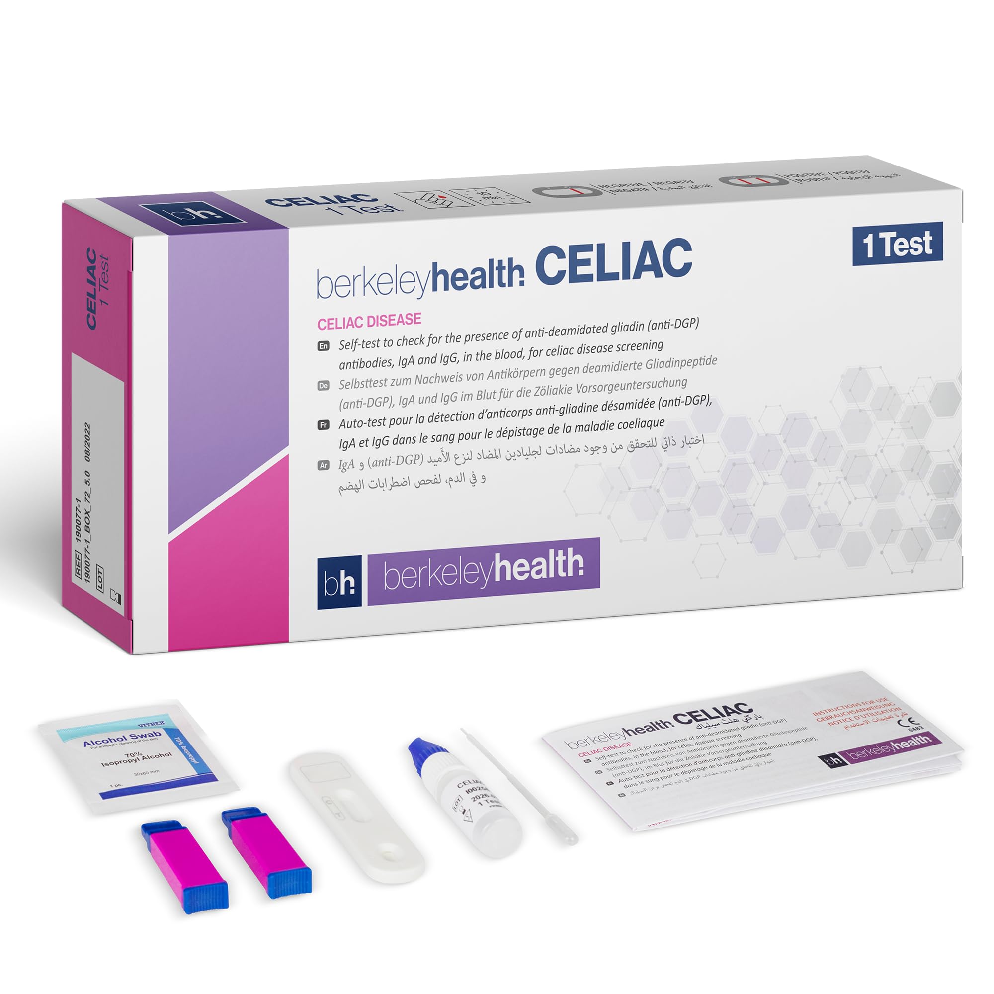 Celiac Home Self Test Kit - Check for Gluten Allergy - Coeliac Disease - Easy to Follow, Fast & 90% Accurate - 1 Pack