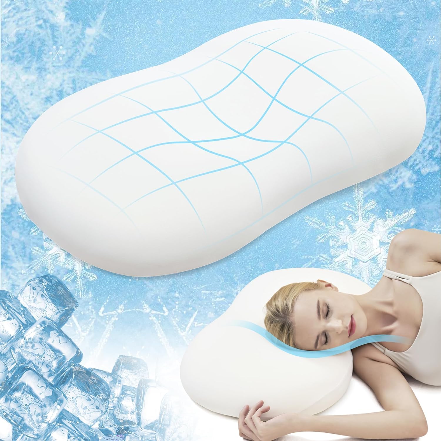 AIRSKY Side Sleeper Pillow Soft Memory Foam Pillows Cooling Neck Pillow for Sleeping CertiPUR-US Certified Odorless Dreamers Relief