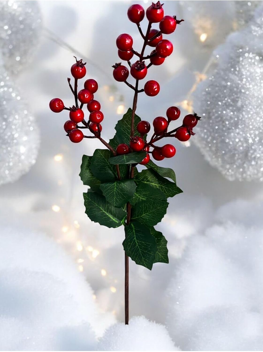 Yenigeldi 4 Adet 60 Cm Yılbaşı Kokina Kırmızı Berry Sapları Noel Berry Dalları, Kırmızı