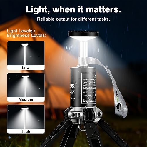 Miniatura 3 de Luz telescópica para campamento: linterna recargable para exteriores con largo tiempo de funcionamiento, altura ajustable, diseño de aluminio