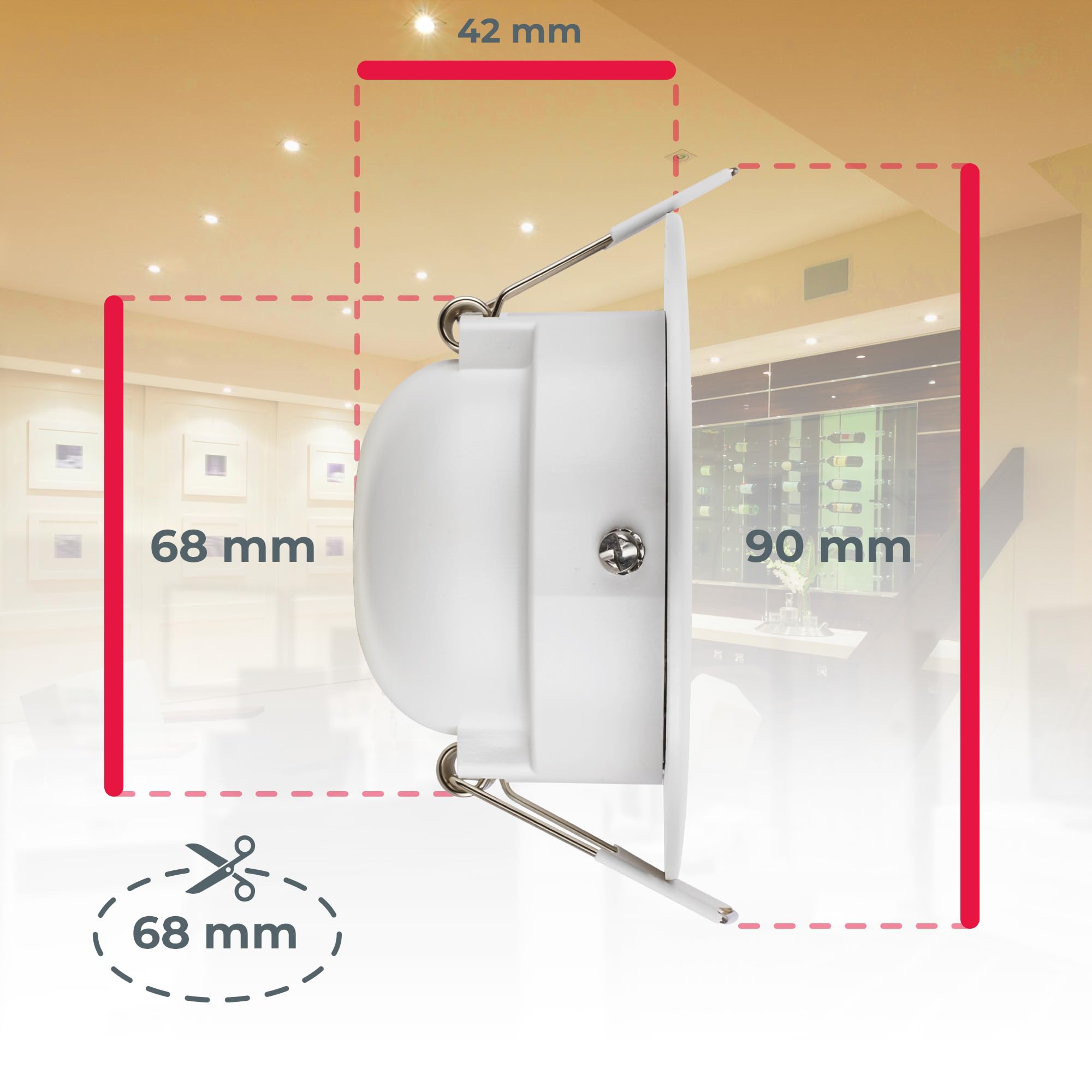 B.K.Licht - 5er Set LED Einbaustrahler 230V, schwenkbarer LED Strahler für das Badezimmer IP65, Deckenstrahler stufenlos dimmbar, Spots, Deckenspots, Badezimmerlampe, Weiß, 90x42 mm (DxH)