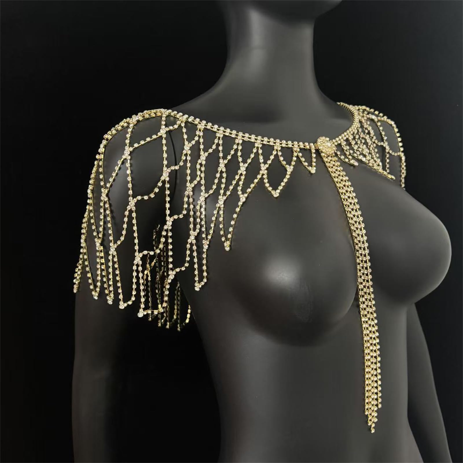 Catena per il corpo con frange di strass scintillanti, gioielli per eleganti eventi di nozze e occasioni speciali gioielli da sposa