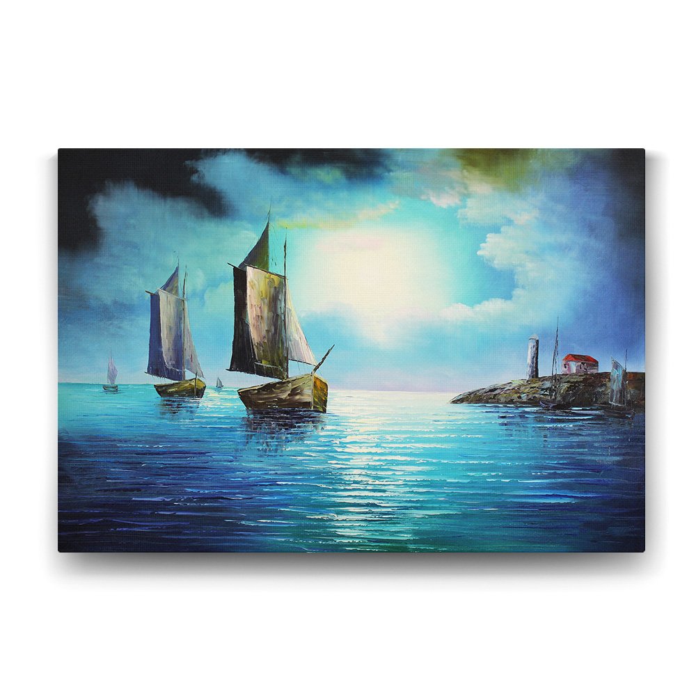 Gece Deniz Manzarası Tablosu - 140x100cm