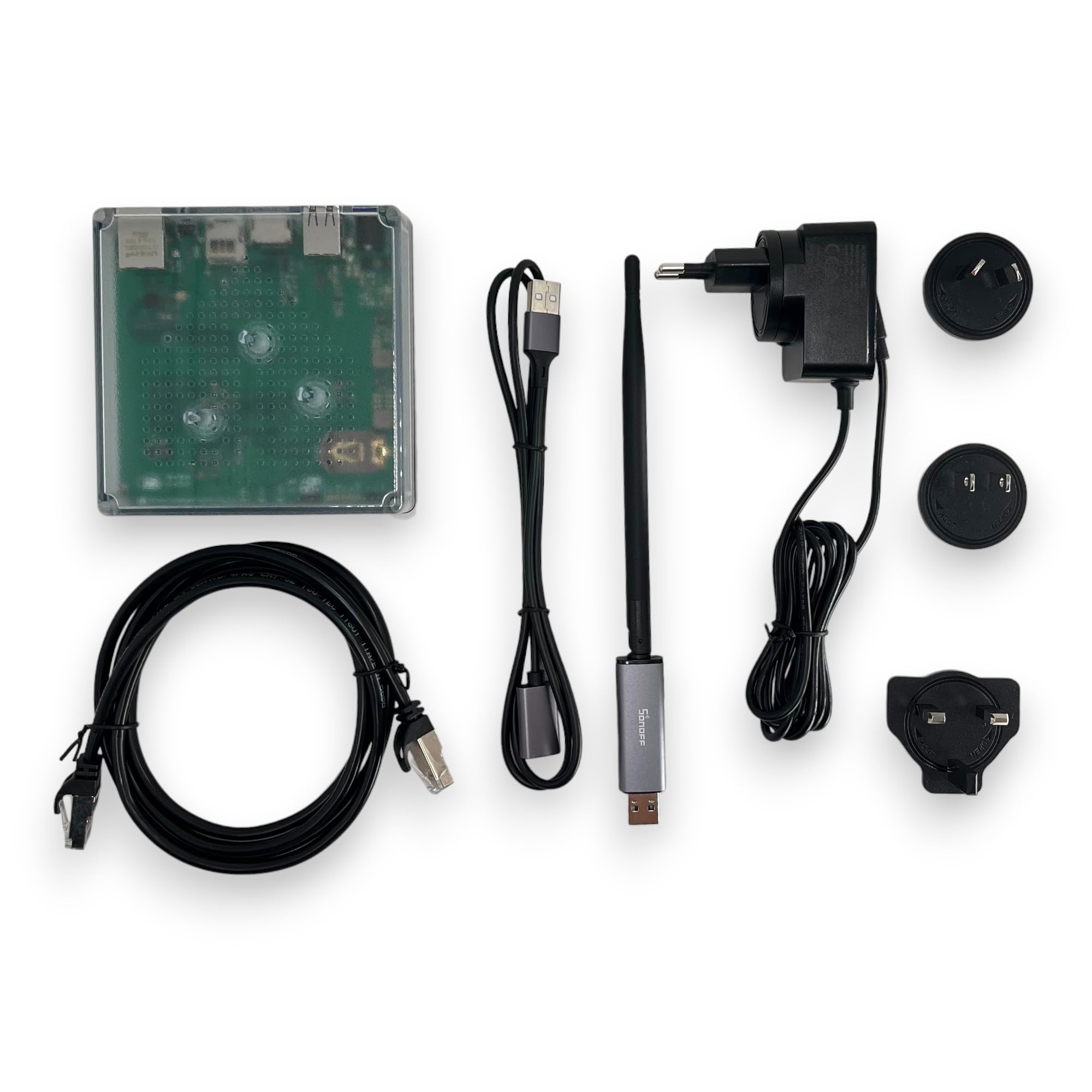 Home Assistant Green Plug & Play Set vorkonfiguriert mit USB Antenne Thread Matter 4 GB RAM 32 GB Speicher Gigabit LAN 2× USB Zigbee
