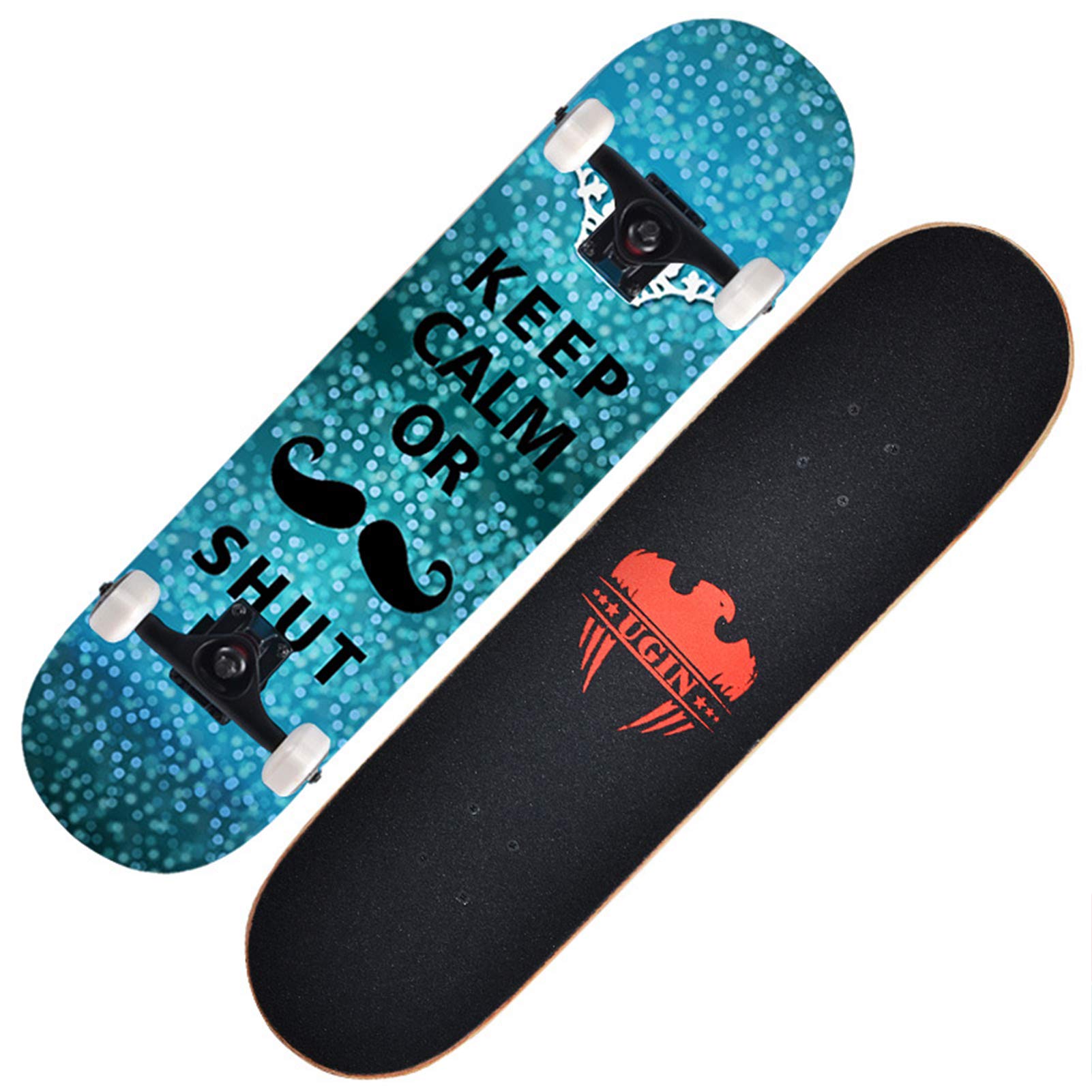 Skateboard Complet pour débutants, Adolescents, Enfants, garçons et Filles, 31" x 8" avec Planche en érable, Cruiser Pro Skateboards Longboards Double Kick Skateboard pour débutants