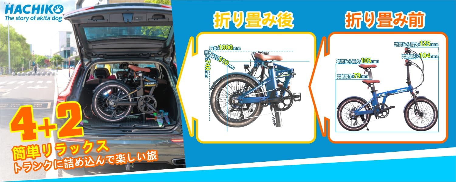 Amazon | HACHIKO 20インチ折り畳み自転車 36V7.8Ah350W 時速