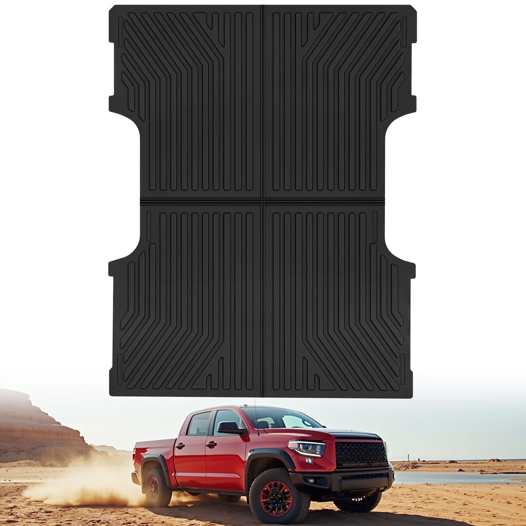 OEDRO Truck Bed Mat Compatible with 2022-2025 2026 Toyota Tundra Accessories 6.5FT Vehicle Line All Weather Protection TPE Floor Mats Heavy Duty Pickup Car Bed Cargo Mat