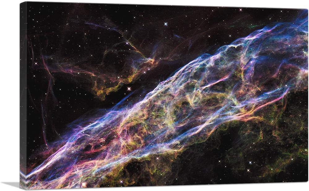 ARTCANVAS Hubble Witch's Broom Veil Nebula Canvas Art Print Stretched Framed Painting Picture Poster Giclee Wall Decor - 40" x 26" (1.50" Deep)