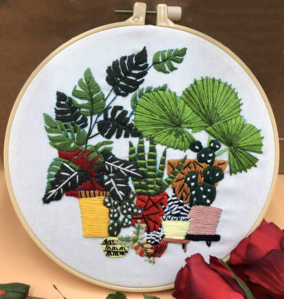 Abillyn Potted Plants 2 Embroidery Starter Kit Potted Plants Stamped With Printed Pattern Cross Stitch Embroidery Kits (Potted Plants 2)