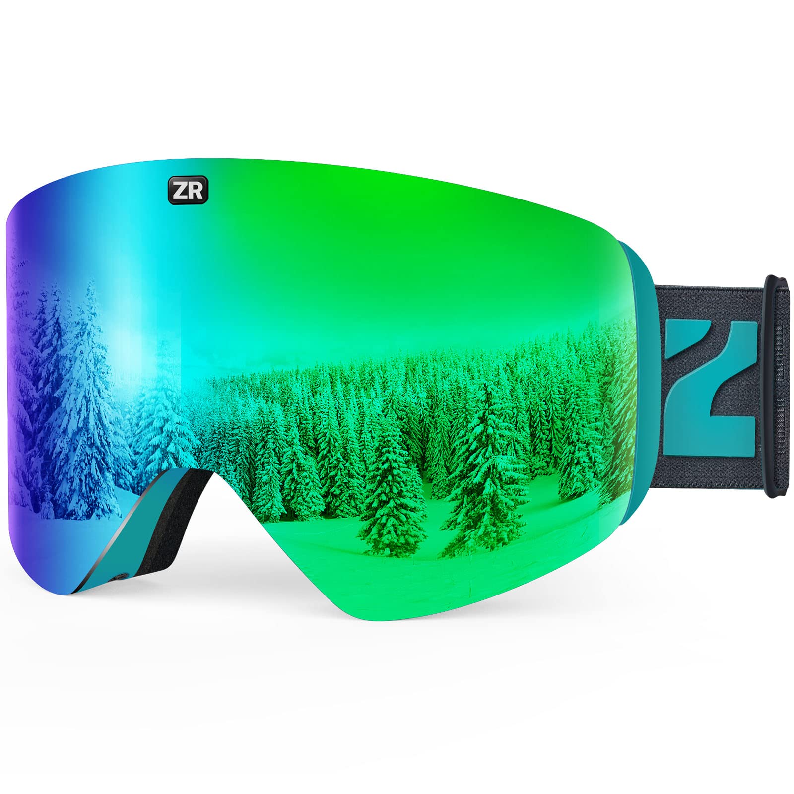 Sponsored Ad – ZIONOR X11 Ski Snowboard Snow Goggles with Magnetic Interchangeable Cylindrical Lens Anti-fog UV Protection for Men Women Adult （Grey Revo Green Lens）