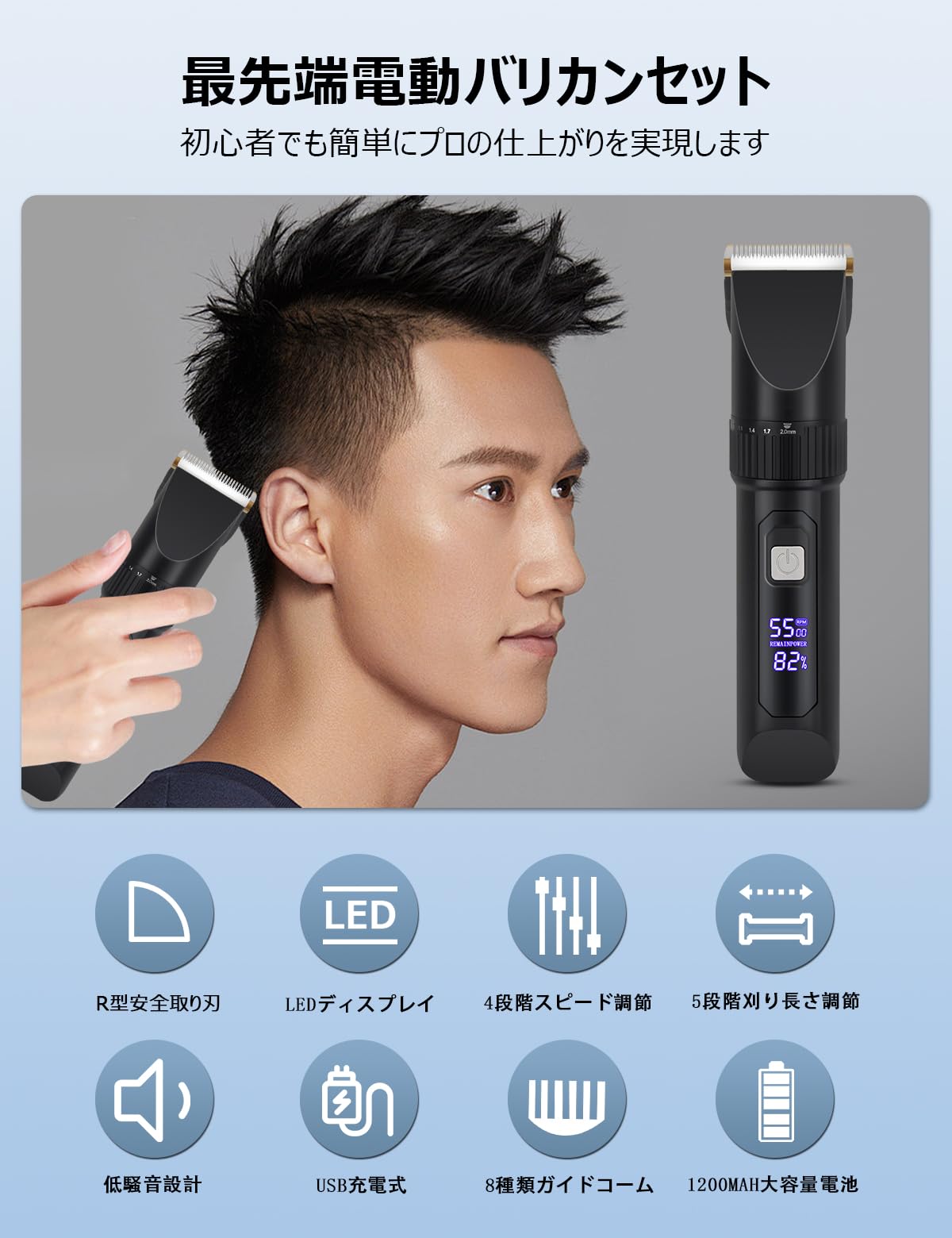 Amazon.co.jp: バリカン メンズ ヘアカッター 電動バリカン コードレス