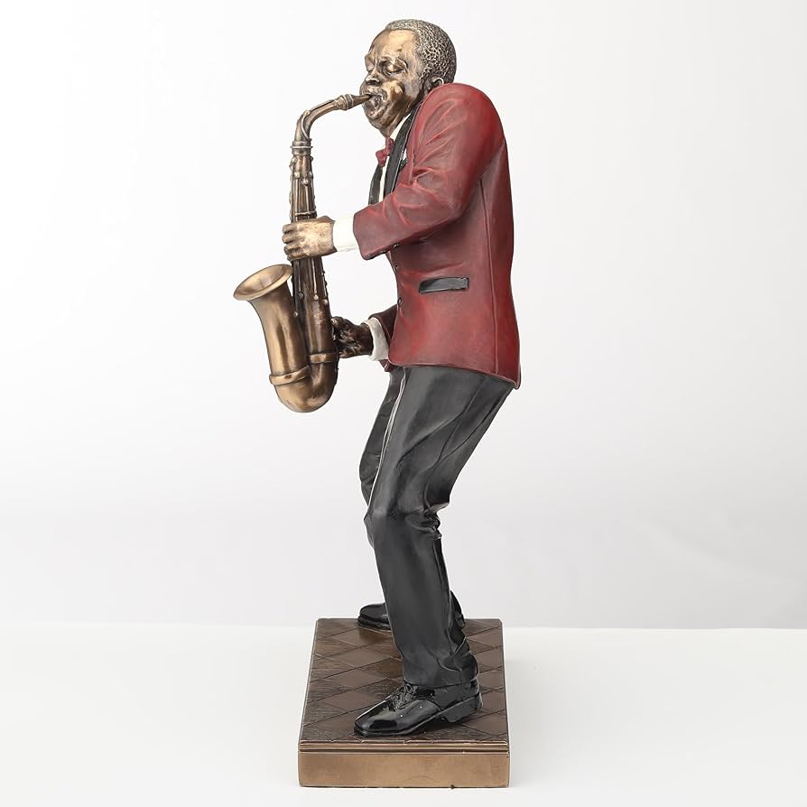 クラリネット奏者　ジャズバンド　ブロンズ　　　　楽器　置物 Amazon.co.jp: ブロンズジャズ男性アルトサックス奏者彫刻
