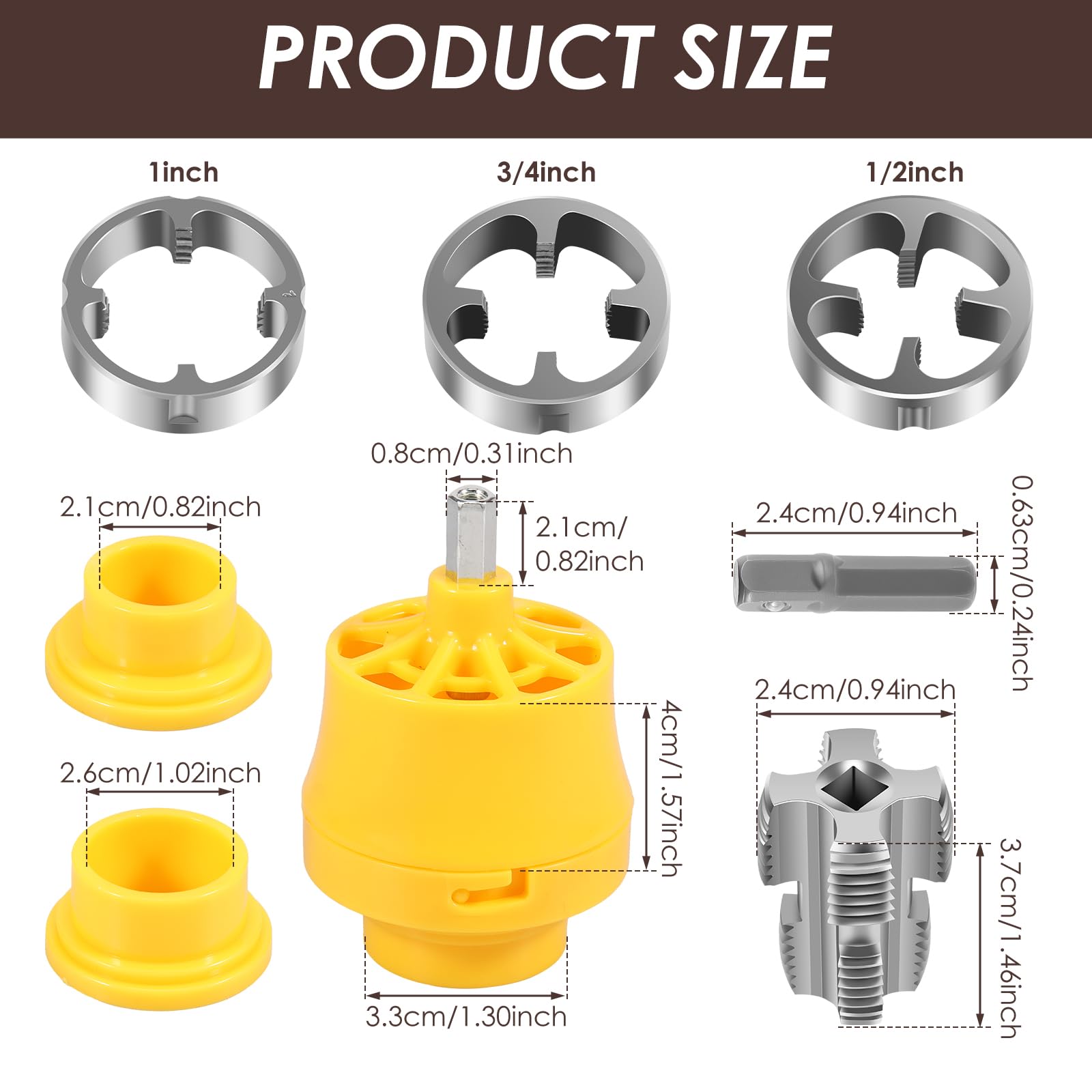 WhSunVo PVC Thread Maker Tool Versatile Pipe Threader Plumbing Tool Reusable Plastic Pipe Threader with 3 Dies Water Threading Device Plumbing Round Die for Electric Drill