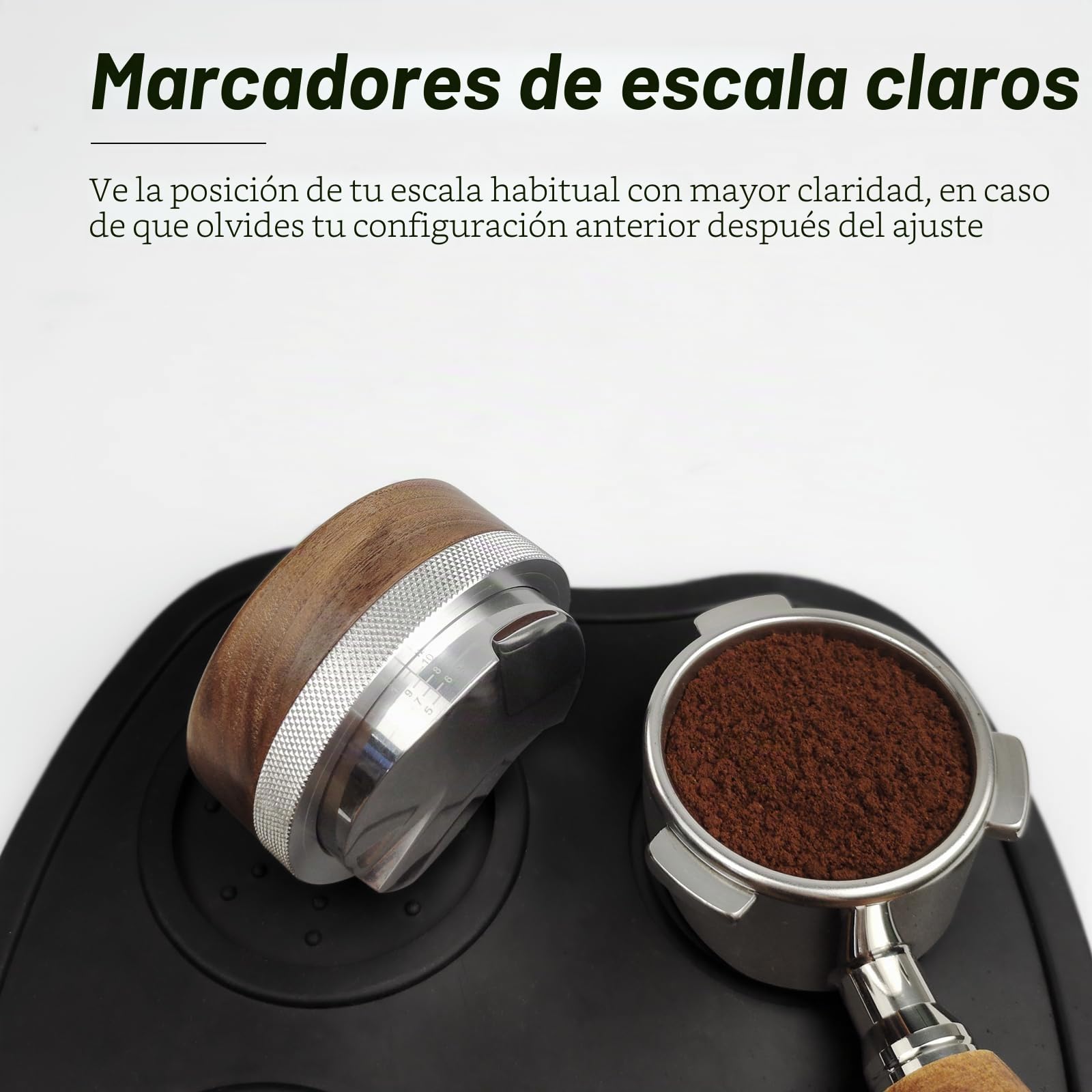 NOTSEK Distribuidor de café de 51 mm, herramienta de distribución de café de nogal para portafiltro de 51 mm, nivelador de café ajustable en altura para accesorios de barista