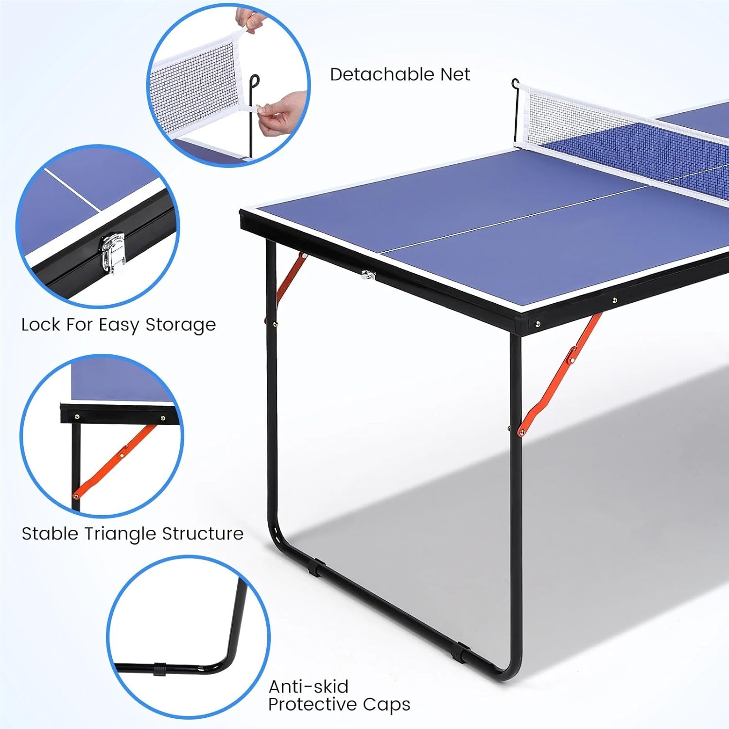 Table Tennis Table Ping Pong Table,Foldable,with Net and2 Paddles and 3 Balls,No Assembly,Portable Tennis Set