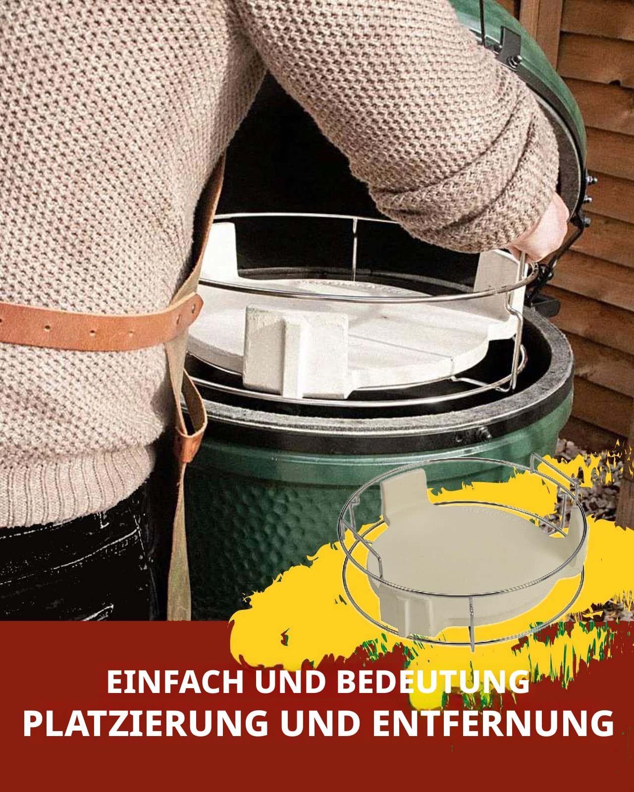 5-teiliges Edelstahl-EggSpander-Kit für Big Green Egg Large,3-Ebenen Stapelbare Grillroste + Conveggtor-Korb + 2 Halbmond-Roste,Über 40 Grillmodi & Kreatives Kochen,Langlebig,Verformungsfrei