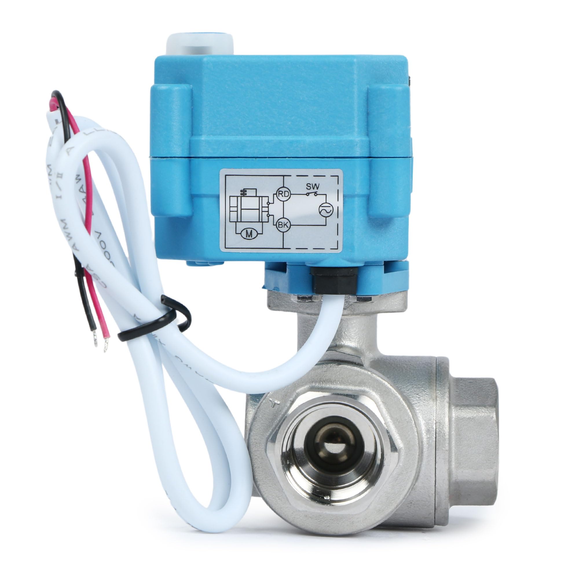 Electric 3 Way Motorized Ball Valve, Heavy Duty Multipurpose L Type Water Shutoff Valve, 3 Way Valve with Manual Function - Image 4