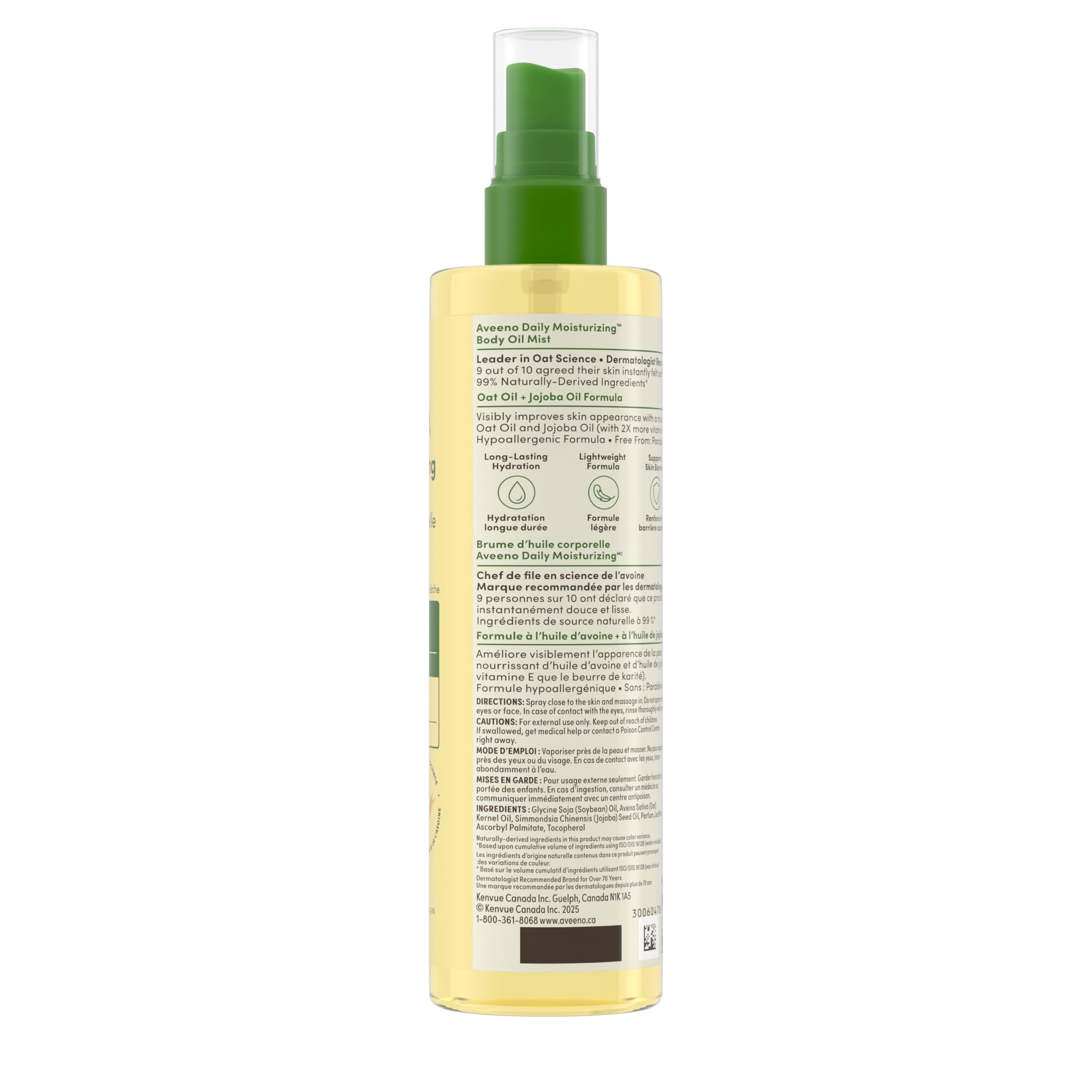 Aveeno Daily Moisturizing Oil Mist with Oat & Jojoba Oil, 200mL