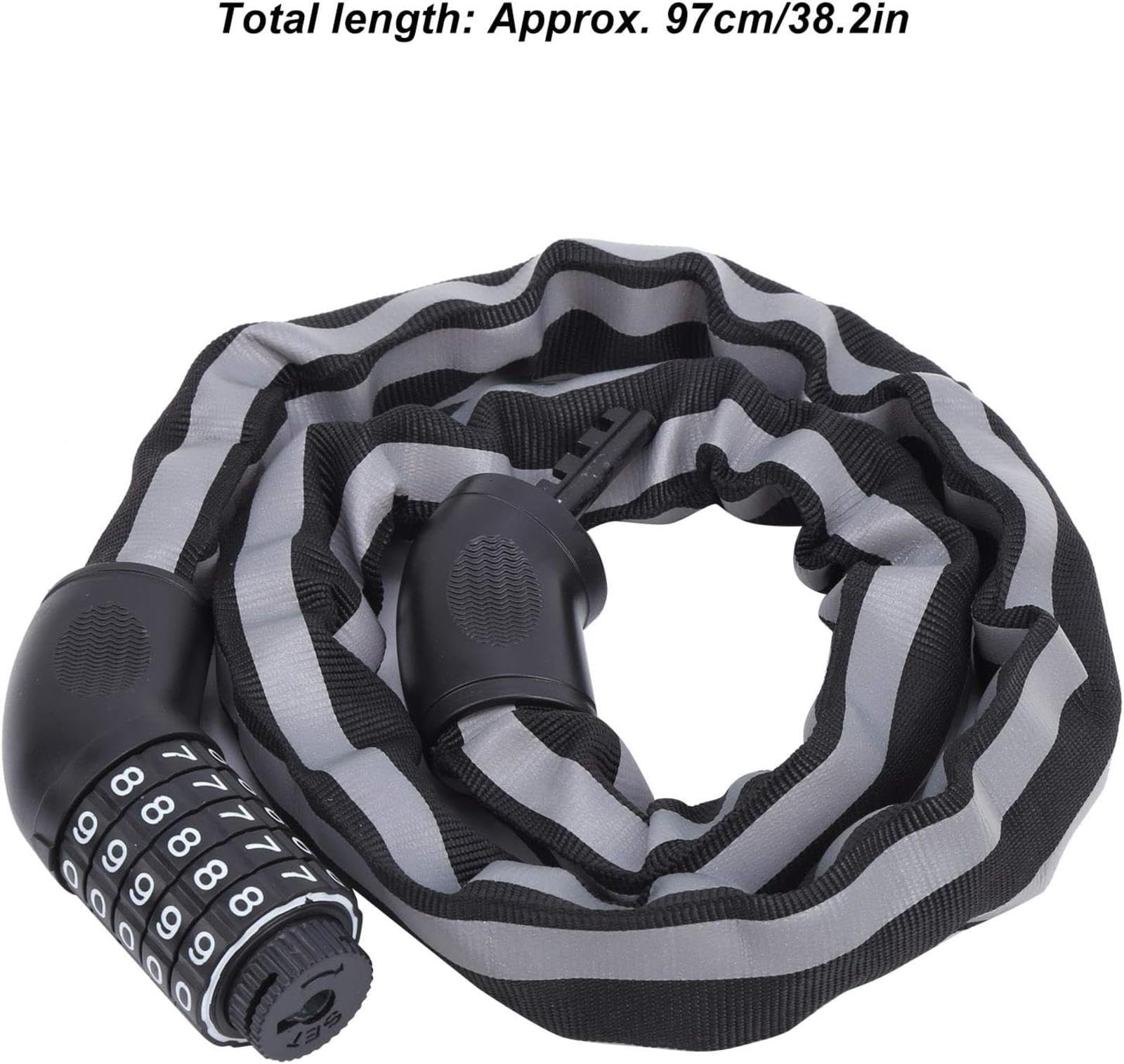 Lucchetto a Catena per Bici, Lucchetto a Catena per Bicicletta Antifurto Resistente con Combinazione a 5 Cifre, Lucchetti per Bici Ripristinabili di Sicurezza Lunghi da 38,2" per Bici