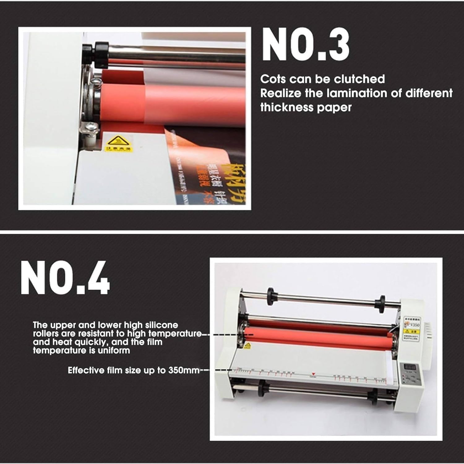 Laminator folii na zimno i gorąco do papieru, kartonu, forniru, folii PCV, wyświetlacz cyfrowy, laminarka jednostronna i dwustronna